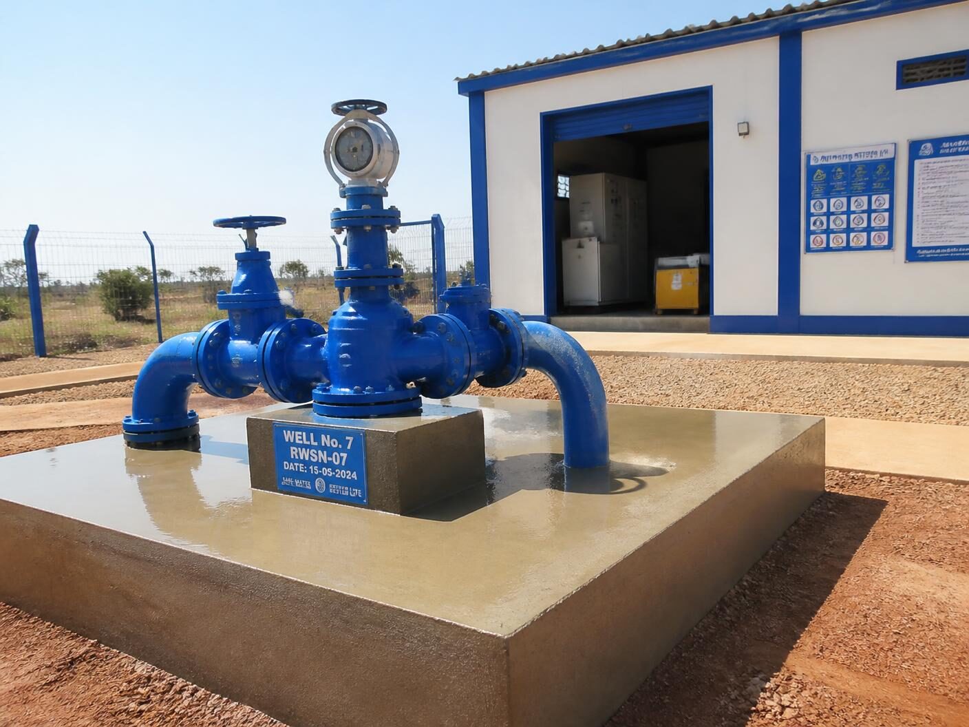 Pozo de agua terminado con válvulas y medidor